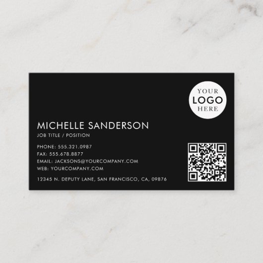 Modern Minimalist Simple Professional QR Code Logo Visitekaartje (Voorkant)