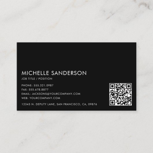 Modern Minimalist Simple Professional QR Code Visitekaartje (Voorkant)