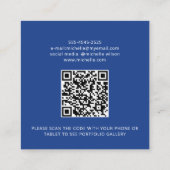 Modern minimalist simple QR personal royal blue Vierkante Visitekaartje (Achterkant)