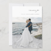 Modern Minimalist Simple Script Wedding Photo Bedankkaart (Voorkant)