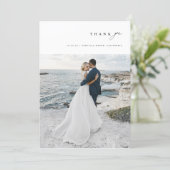 Modern Minimalist Simple Script Wedding Photo Bedankkaart (Staand voorkant)