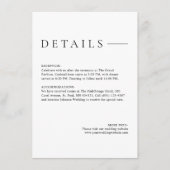 Modern Minimalist Simple Wedding Details Informatiekaartje (Voorkant)