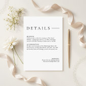 Modern Minimalist Simple Wedding Details Informatiekaartje