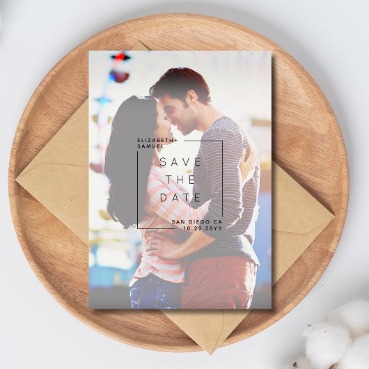 Modern Minimalist Sla de datumfoto op | Wit Bedankkaart