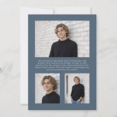 Modern Minimalist Slate Blue Grey Photo Graduation Kaart (Achterkant)