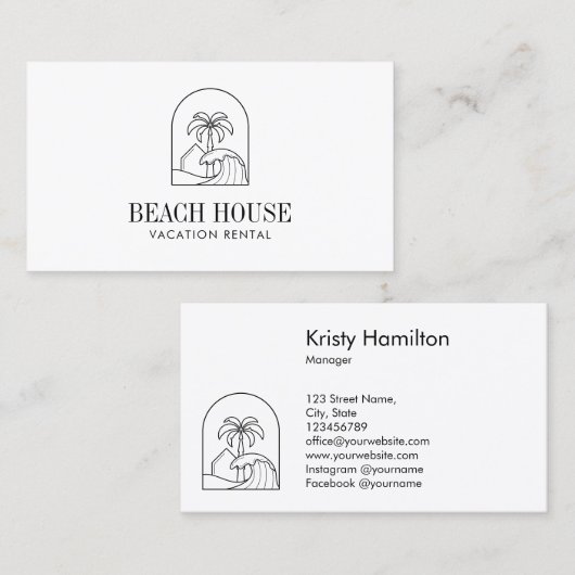 MODERN MINIMALIST strandhuis bnb vakantieverhuur Visitekaartje (Voorkant / Achterkant)