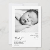 Modern Minimalist Stripe Baby Photo Birth Arrival Bedankkaart (Voorkant)