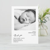 Modern Minimalist Stripe Baby Photo Birth Arrival Bedankkaart (Staand voorkant)