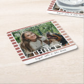 Modern Minimalist Striped 30th Birthday Photo Kartonnen Onderzetters (Schuin)