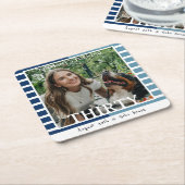 Modern Minimalist Striped 30th Birthday Photo Kartonnen Onderzetters (Schuin)