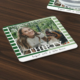 Modern Minimalist Striped 30th Birthday Photo Kartonnen Onderzetters