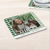 Modern Minimalist Striped 30th Birthday Photo Kartonnen Onderzetters (Schuin)