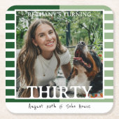 Modern Minimalist Striped 30th Birthday Photo Kartonnen Onderzetters (Voorkant)