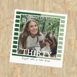 Modern Minimalist Striped 30th Birthday Photo Servet