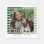 Modern Minimalist Striped 30th Birthday Photo Servet (Voorkant)