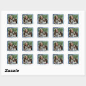 Modern Minimalist Striped 30th Birthday Photo Vierkante Sticker (Vel)