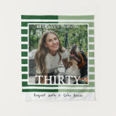 Modern Minimalist Striped 30th Birthday Photo Wandkleed (Voorkant)