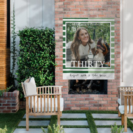 Modern Minimalist Striped 30th Birthday Photo Wandkleed