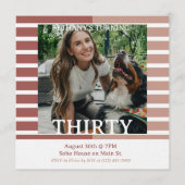 Modern Minimalist Striped 30th Birthday Square Kaart (Voorkant)