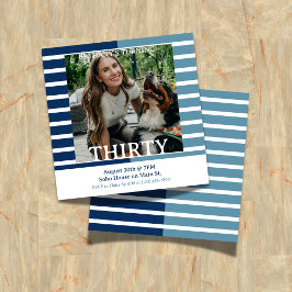 Modern Minimalist Striped 30th Birthday Square Kaart