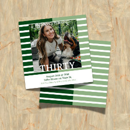 Modern Minimalist Striped 30th Birthday Square Kaart