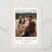 Modern Minimalist Stripes Christmas Holiday Folie Feestdagenkaart (Voorkant)