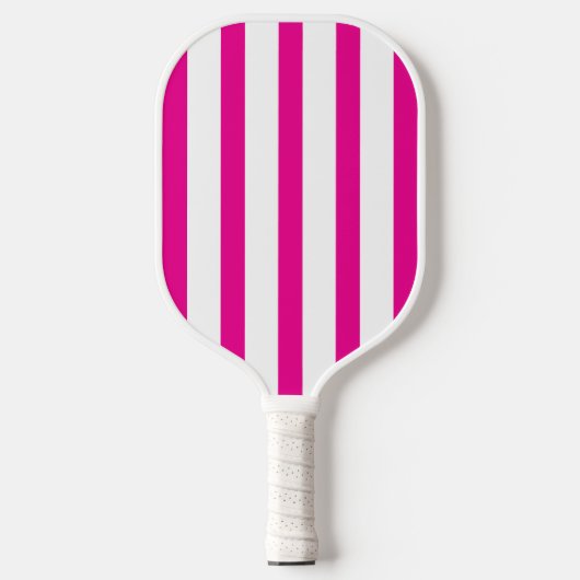 Modern Minimalist Stripes Hot Pink White Custom Pickleball Paddle (Voorkant)