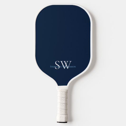 Modern Minimalist Stripes Navy Blue White Custom Pickleball Paddle (Achterkant)