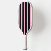 Modern Minimalist Stripes Pink Black Custom Pickleball Paddle (Links)
