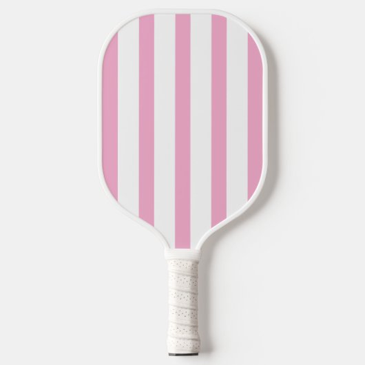 Modern Minimalist Stripes Pink White Custom Pickleball Paddle (Voorkant)