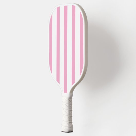 Modern Minimalist Stripes Pink White Custom Pickleball Paddle (Links)