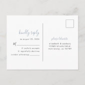 Modern minimalist Stusty Blue Wedding RSVP Briefkaart (Achterkant)