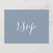Modern minimalist Stusty Blue Wedding RSVP Briefkaart (Voorkant)