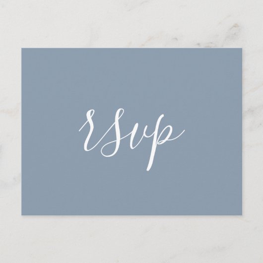 Modern minimalist Stusty Blue Wedding RSVP Briefkaart (Voorkant)