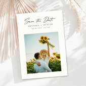 Modern Minimalist Sunflower Photo Wedding Save The Date