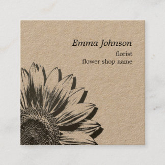 Modern Minimalist Sunflower | Square Business Card Vierkante Visitekaartje
