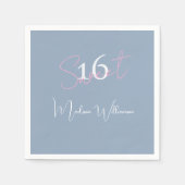 Modern Minimalist Sweet 16th Pink Blue Servet (Voorkant)