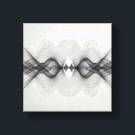 Modern Minimalist Symmetrical Line Art - Abstract  Canvas Afdruk<br><div class="desc">A mesmerizing and elegant minimalist illustration featuring intricate, flowing black lines that form a perfectly symmetrical wave pattern. The design creates a sense of rhythmic motion and organic fluidity against a clean white background, mimicking sound waves or silk in motion. This sophisticated piece is ideal for adding a sense of...</div>