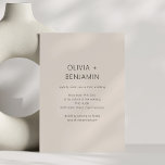 Modern Minimalist Taupe Neutral Wedding Kaart<br><div class="desc">This minimalist taupe modern wedding invitation features clean typography and a warm neutral background for an elegant, understated look. The simple layout keeps the focus on your names and wedding details while creating a timeless aesthetic that works beautifully for city venues, modern restaurants, art galleries, and intimate celebrations. Perfect for...</div>