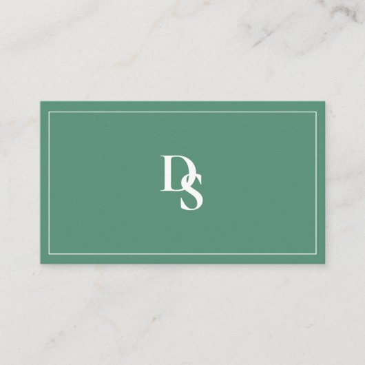 Modern Minimalist Teal Green Initials QR Code Visitekaartje (Voorkant)