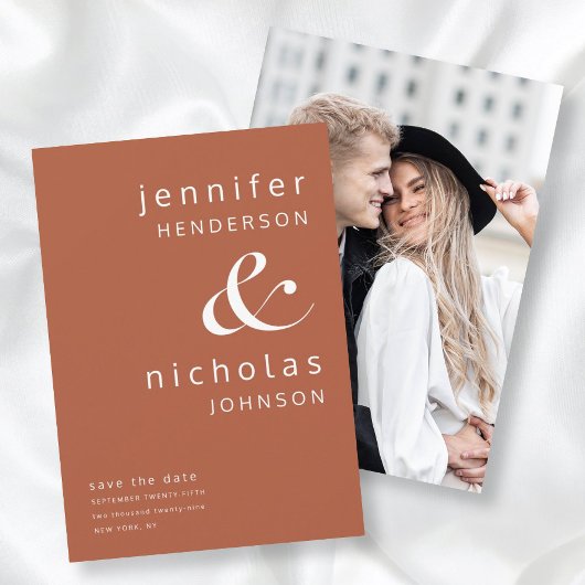 Modern minimalist Terracotta Ampersand Foto Save The Date