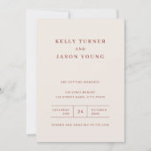 Modern minimalist Terracotta Fall Wedding Invitati Kaart (Voorkant)