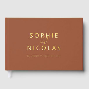Modern minimalist Terracotta Photo Wedding Gastenboek