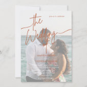 Modern minimalist Terracotta Photo Wedding Kaart (Voorkant)