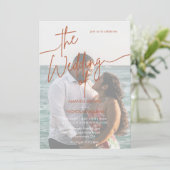 Modern minimalist Terracotta Photo Wedding Kaart (Staand voorkant)