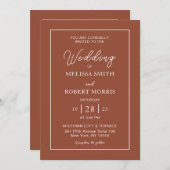 Modern minimalist Terracotta Photo Wedding Kaart (Voorkant / Achterkant)