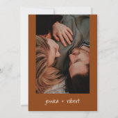 Modern minimalist Terracotta Photo Wedding Kaart (Achterkant)