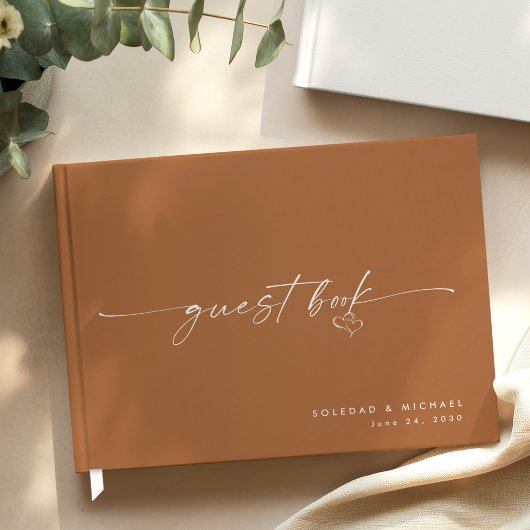 Modern Minimalist Terracotta Script Wedding  Gastenboek