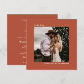 Modern minimalist Terracotta Square Photo Weddensc Kaart (Voorkant / Achterkant)
