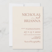 Modern minimalist Terracotta Wedding Kaart (Voorkant)